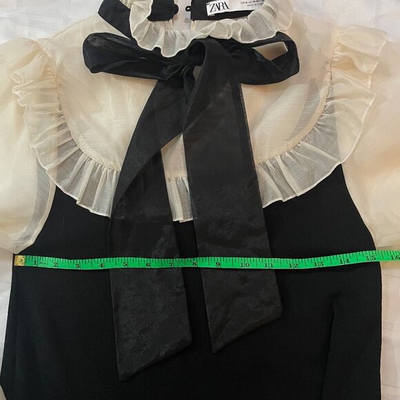 Zara high neck ribbon bow collar dress M - Picture 6 of 12